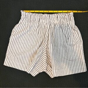 White Striped linen shorts Small